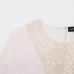 V-neck patchwork lace pleated shirt top for women