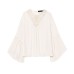 V-neck patchwork lace pleated shirt top for women