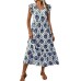 Vacation style loose deep V-neck printed long dress Vacation style loose deep V-neck printed long dress