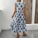 Vacation style loose deep V-neck printed long dress Vacation style loose deep V-neck printed long dress