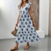 Vacation style loose deep V-neck printed long dress Vacation style loose deep V-neck printed long dress