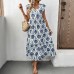 Vacation style loose deep V-neck printed long dress Vacation style loose deep V-neck printed long dress