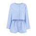 Plaid cardigan shirt wide leg shorts two-piece set for women with a sense of high-end design and European and American temperament