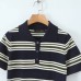 Striped POLO collar short sleeved knitted dress