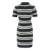 Striped POLO collar short sleeved knitted dress