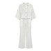 Loose cardigan shirt wide leg pants two-piece set women's design casual French suit