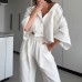 Loose cardigan shirt wide leg pants two-piece set women's design casual French suit