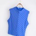 Fashion Half High Collar Zipper Striped Dress for Women