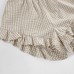 Grid long sleeved shirt wide leg shorts two-piece set