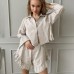 Grid long sleeved shirt wide leg shorts two-piece set