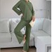 Long sleeved shirt high waisted wide leg pants two-piece set for women fashionable and casual European and American design sense