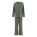 Long sleeved shirt high waisted wide leg pants two-piece set for women fashionable and casual European and American design sense