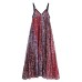 Fashionable slim fit V-neck printed suspender dress for women