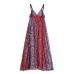 Fashionable slim fit V-neck printed suspender dress for women