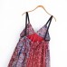 Fashionable slim fit V-neck printed suspender dress for women