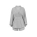 V-neck waist cinched top wide leg shorts two-piece set stylish and casual design commuting to Europe and America