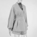 V-neck waist cinched top wide leg shorts two-piece set stylish and casual design commuting to Europe and America
