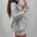 V-neck waist cinched top wide leg shorts two-piece set stylish and casual design commuting to Europe and America