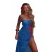 Split slimming long dress with European and American style sexy backless printed dress for women