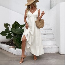 Solid color comfortable vacation style dress for women Solid color comfortable vacation style dress for women