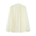 Lace collar long sleeved button up chiffon shirt top for women