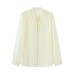 Lace collar long sleeved button up chiffon shirt top for women