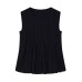 Round neck sleeveless pleated T-shirt top for women