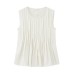 Round neck sleeveless pleated T-shirt top for women