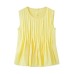Round neck sleeveless pleated T-shirt top for women