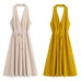 Backless lace up sleeveless hanging neck dress for women