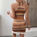 Vacation style sleeveless neck hanging vest short skirt two-piece set