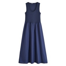 U-neck sleeveless patchwork vest style dress for women
