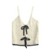 Bow decoration knitted hollow camisole vest