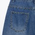 Rivet trimmed long straight leg jeans for women