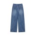 Rivet trimmed long straight leg jeans for women