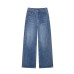 Rivet trimmed long straight leg jeans for women