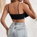 European and American personalized vest for women, cross-border elastic rolled flower sexy black camisole vest