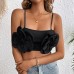 European and American personalized vest for women, cross-border elastic rolled flower sexy black camisole vest
