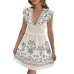 Leisure lotus leaf patchwork European and American vacation style printed dress