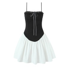 Lace Strap Drawstring Strap Dress for Women