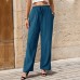 Casual minimalist versatile high waisted loose pleated wide leg pants