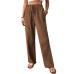 Casual minimalist versatile high waisted loose pleated wide leg pants