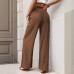 Casual minimalist versatile high waisted loose pleated wide leg pants
