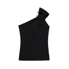 Knitted asymmetrical off shoulder knitted sweater top for women