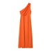 European and American style single shoulder waist knitted dress for women