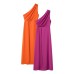 European and American style single shoulder waist knitted dress for women
