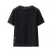 Round neck hollow out short sleeved knitted sweater top for women
