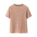Round neck hollow out short sleeved knitted sweater top for women