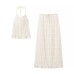 European and American style hanging neck suspender+pleated skirt set for women