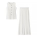 European and American Knitted Vest+Knitted Skirt Set for Women